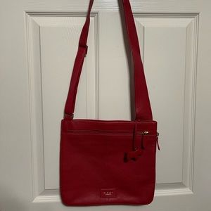 Radley London Medium Zip Crossbody Leather Bag Red. Expandable.